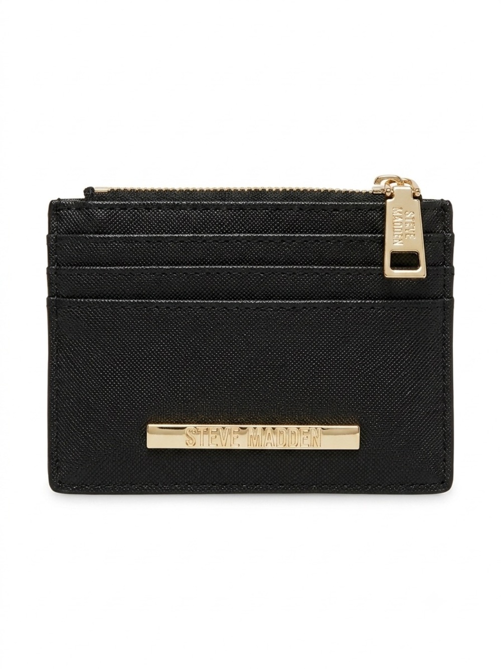 Steve Madden Black Card Holder with Gold Accent